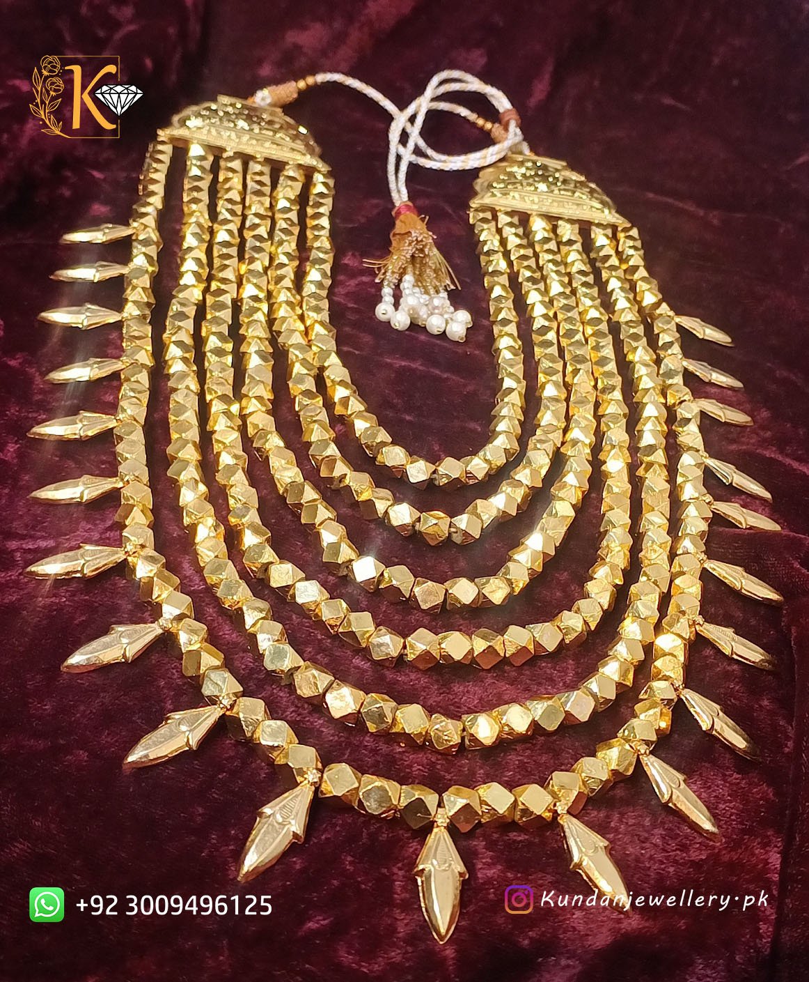 5 copy Droplet Motifs Multani Katmala – Gold Plated - Image 1
