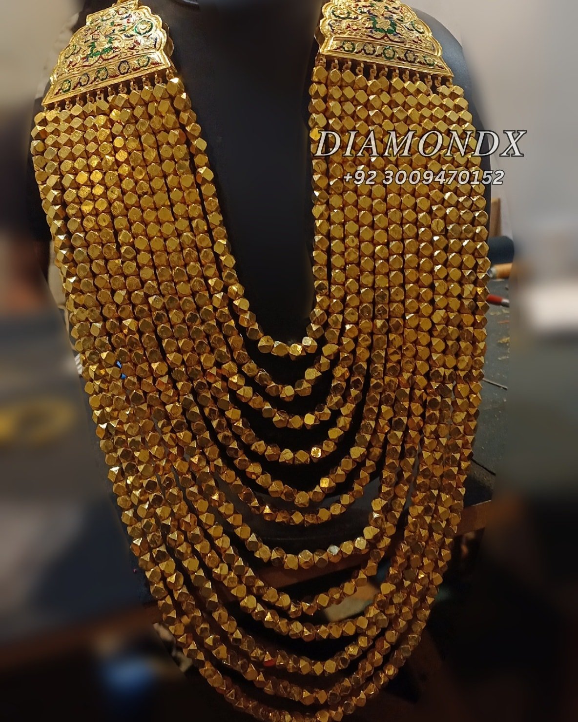 Imperial Multani Katmala – 12-Layer Heavy Bridal Set with Enamel Side Plates Imperial Multani Katmala – 24k Gold plated - Image 1