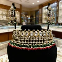 Imperial Polki Pearl Choker Bridal Set - Image 3