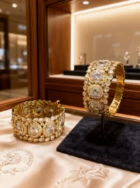 Regal Polki Crystal Kada Bangles - Image 2