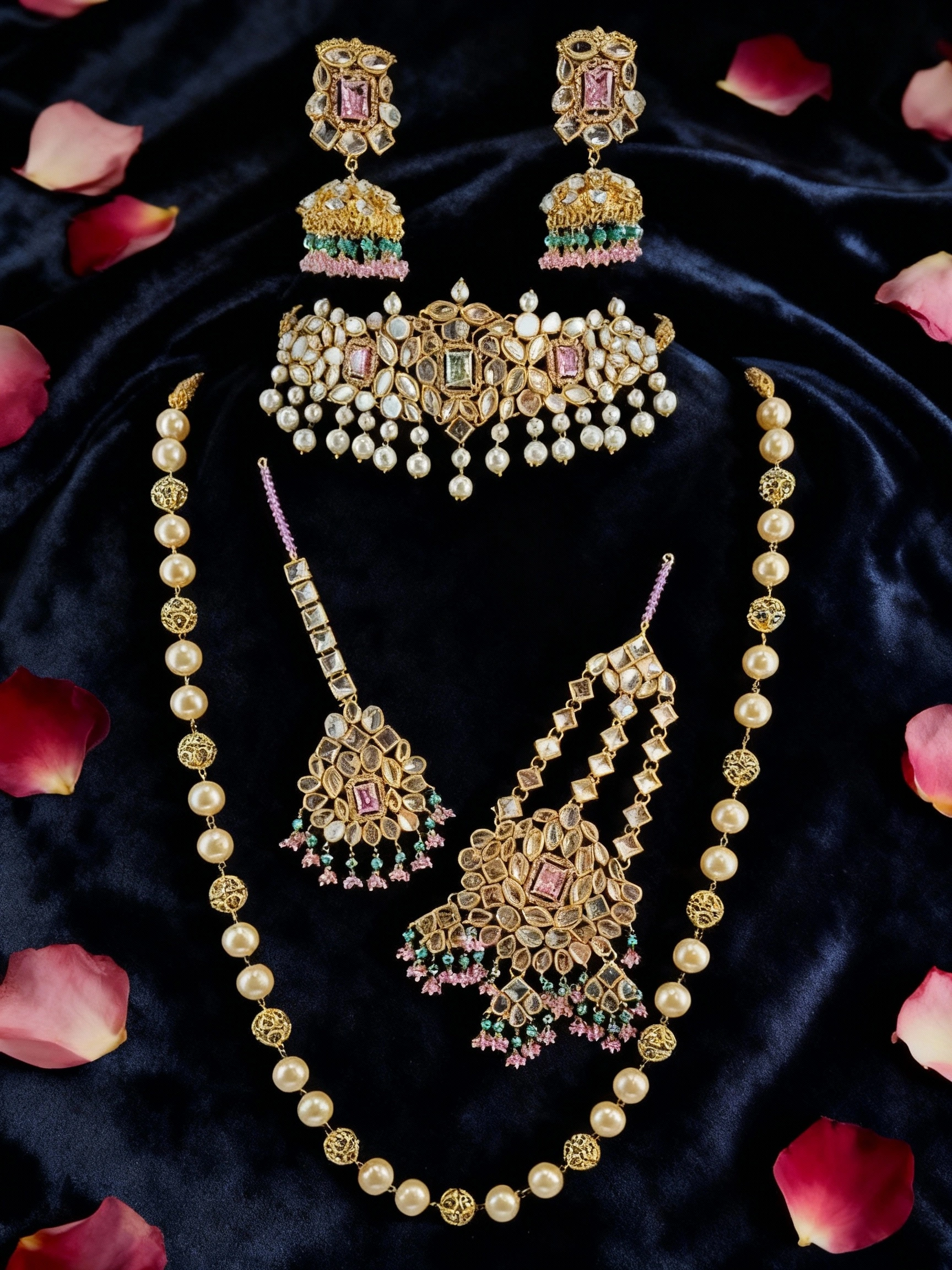 31 Pastel Royale Polki Bridal Set - Image 1